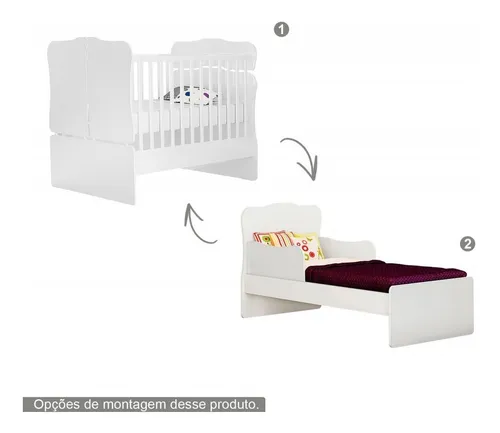 Jogo Quarto Infantil Berço 100% Mdf Com Roupeiro Cômoda