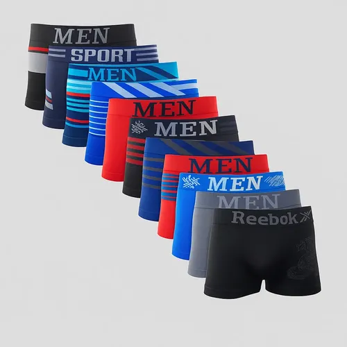 Men Kit 10 Cueca Boxer Masculina Microfibra Cueca Box Adulto Men