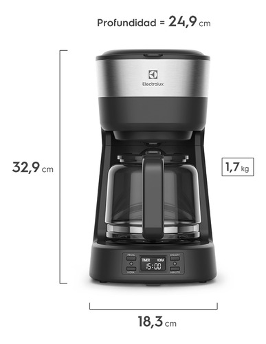 Cafatera De Filtro Programable Electrolux Emc25 1.2l