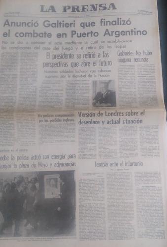 La Prensa 16/6/1982 Guerra Malvinas ,mundial 82