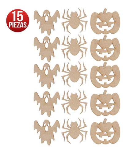 Imagen 1 de 4 de Figuras Mdf Araña Fantasma Halloween Decorar Mylin 8cm 15pz