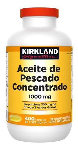 Suplemento En Cápsulas Kirkland Signature Aceite De Pescado Concentrado Omega-3 Ácidos Grasos En Bote De 605g 400 Un