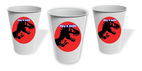 Vasos Jurassic Park Cumpleaños Personalizado Pack X10