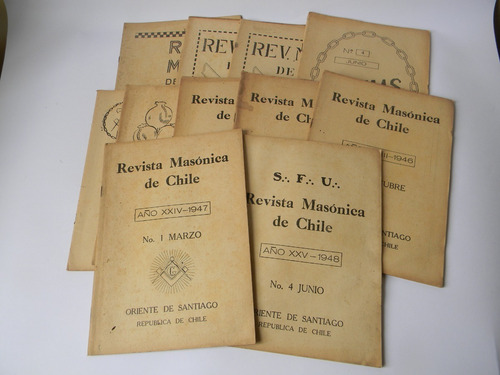 Lote 11 Números Revista Masónica De Chile 1941-1948