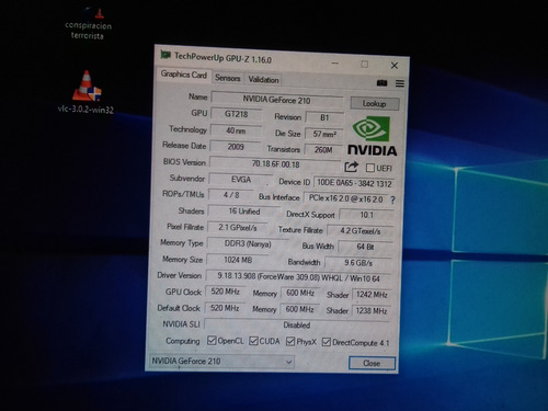 Nvidia Geforce 210 1gb Ram Ddr3 Vga Dvi Hdmi