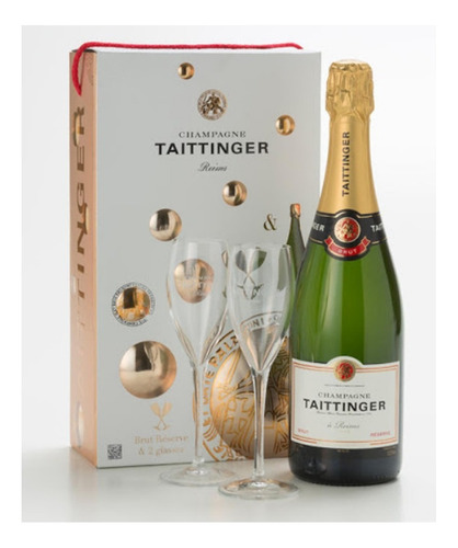 Champagne Taittinger Brut Reserve X750cc + 2 Copas  /frances