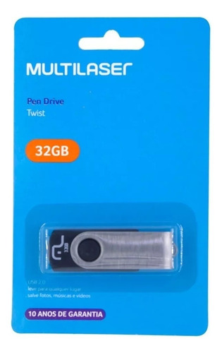 Pen Drive Zero Twist Multilaser usb Preto Gravação Rápida