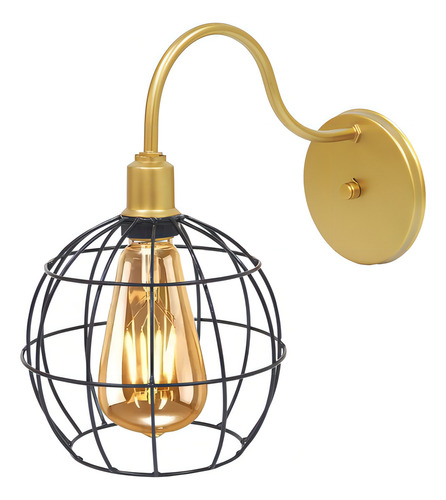 Arandelas Parede Aramada Globo Dourado/preto Lâmpada Retro