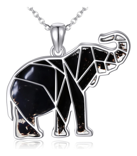 Collar De Obsidiana De Elefante, Collar Con Colgante De Elef