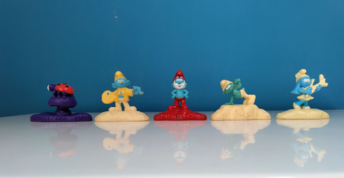 Muñecos Pitufos Con Base X 5 - Coleccion 2017 !!! (Usado)