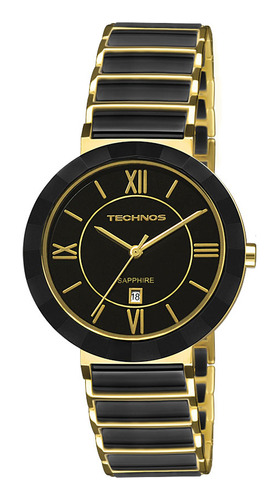 Relógio Feminino Technos Elegance Preto 2015ce/4p 3,4cm