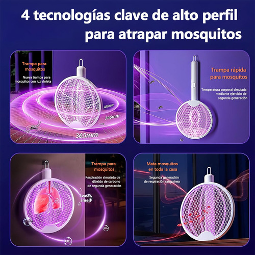 Matamoscas Eléctrico Recargable Y Plegable Con Luz Led
