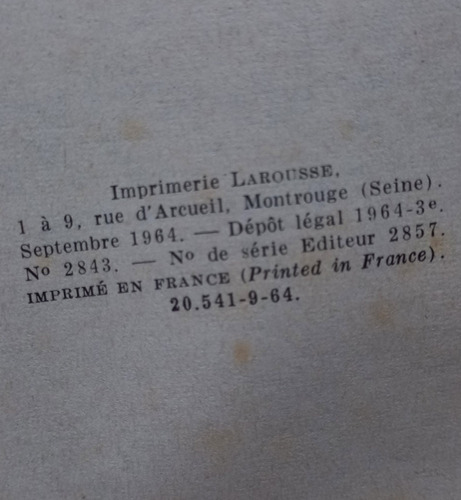 Pequeño Larouse Ilustrado .editado En Francia 1964 Libro (Usado)
