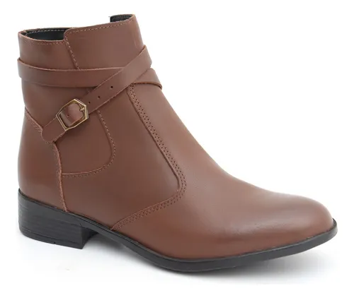 Bota de couro feminina cano cheap curto mercadolivre
