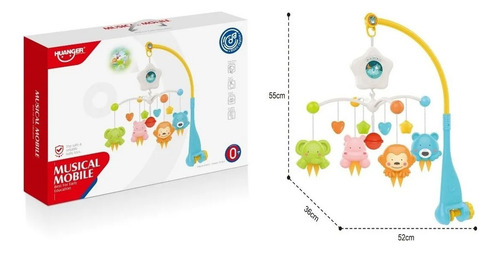 Movil Musical Bebe Cuna Proyector Sonajero Luz Sonido Gira