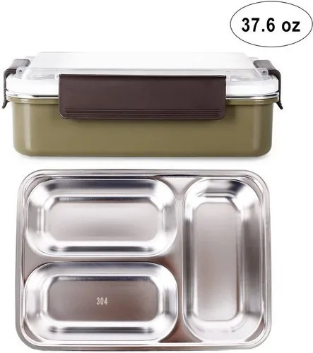 Imagen 6 de 6 de Lunchera Termica Vianda Conservadora 3 Espacios Acero Inox