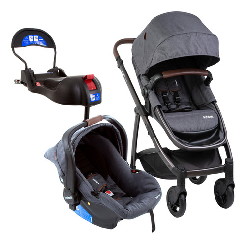 Kit Carrinho + Bebê Conforto + Base Epic Lite Black Infanti