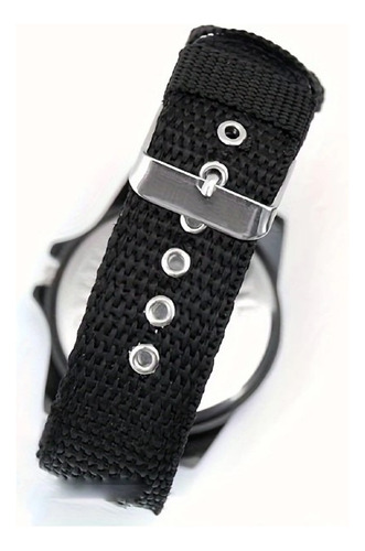 Reloj De Cuarzo Luminoso Con Correa De Nylon Negro Negro Negro