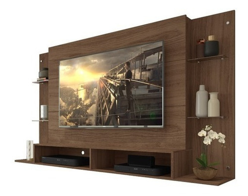 Mueble Panel Para Televisor 60 Moderno Con Repisa En Vidrio