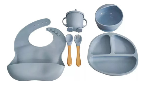 Set Vajilla Silicona Alimento Bebe Plato Vaso Cuchara Bebes