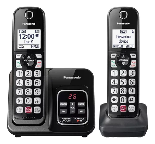 Teléfono inalámbrico DECT Panasonic con contestadora digital, 1 Auricular, Bloqueo de llamadas, Modo ECO, Negro
