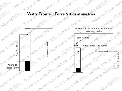32 Colunas Torre Preta Guarda Corpo Inox 20 Cm 1 Furo