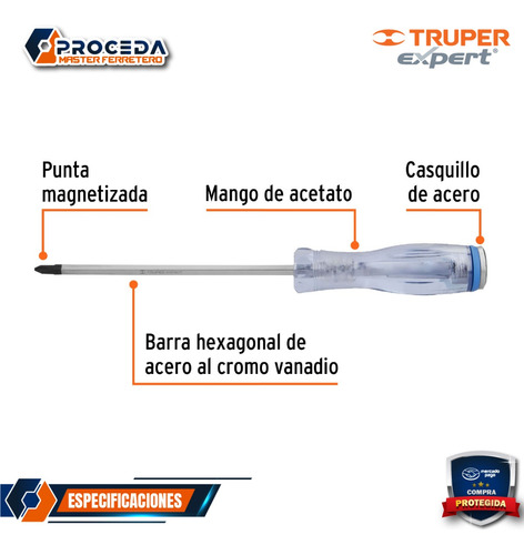 Desarmador De Cruz De Golpe 1/4 X 6 , Truper 14149