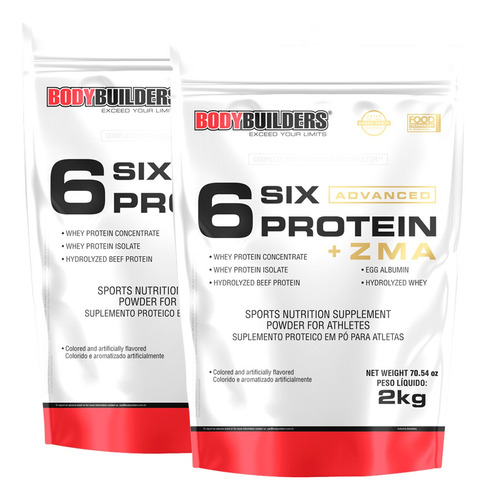 Kit 2 Unid. - 6 Six Protein Advanced + Zma Refil 2kg Sabor Baunilha