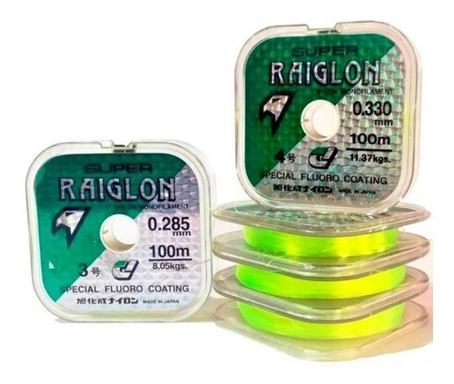 Tanza Nylon Raiglon Super 0.23 Fluo X 100 Fluorocarbono 