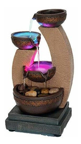 Fuente Con Luces Led De 28cm De Alto Con Piedras 4 Niveles