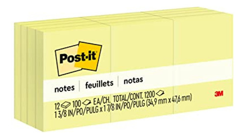 Notas Adhesivas Mini Notas Post-it, 1 3/8 X 1 7/8 Pulgadas