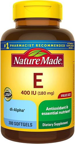 Nature Made Vitamina E 180 Mg (400 Ui) Dl-alfa, Suplemento .