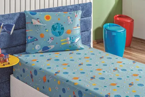 Roupa Cama Solteiro Menino Ou Menina Lencol Bouti Infantil Cor Astronauta
