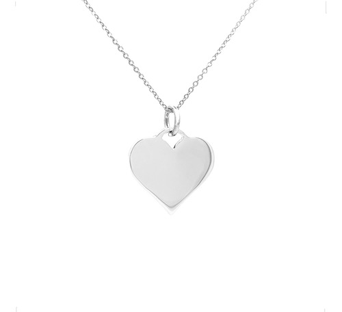 Collar De Plata 925 Dije De Corazón Liso Mujer Agálea