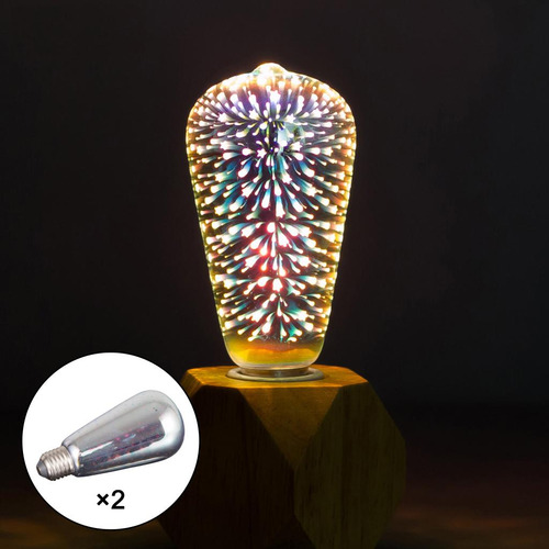 2x 3d Rgb Led Fuegos Artificiales Bombilla Para Mi