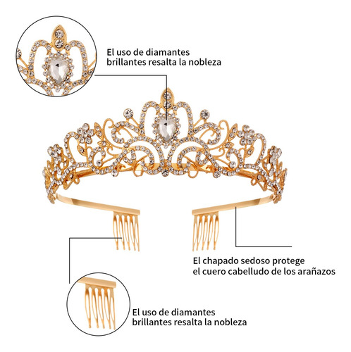 9pcs Corona Reina Princesa Tiara Para Boda Novia Cumpleaño