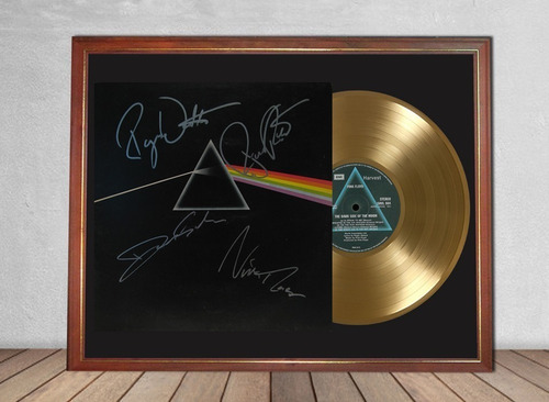 Pink Floyd Dark Side Of The Moon Tapa Lp Firmada Y Disco Oro