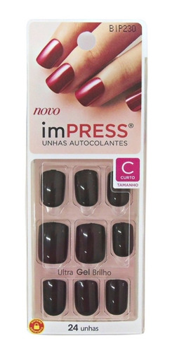 Unhas Autocolantes Text Appea Curto Impress Kiss Ny Bip230