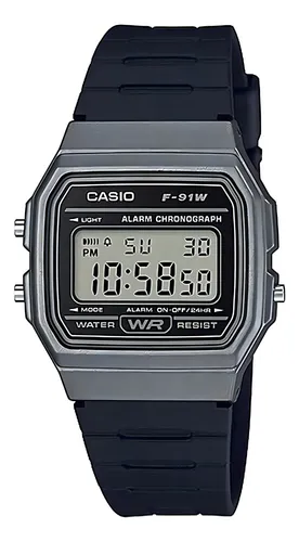 Reloj Casio Collection F-91WM-1B Color de la Correa Negro Color de la Caja Gris