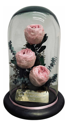 Peonia Eterna 3 Flores Con Placa Personalizada 30cm