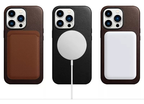 Case Para iPhone 16 Pro Max Em Couro Legítimo Magsafe Luxo