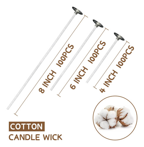 Mechas De Algodón Para Velas 120 Piezas Y 10 Soportes