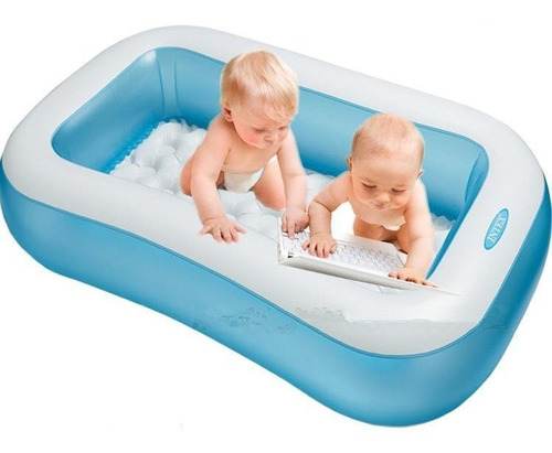 Pileta inflable rectangular Intex 57403 de 166cm x 100cm x 28cm 102L azul y blanca