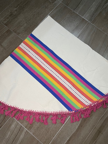 Mantel Artesanal Oaxaqueño Redondo 1.80m Multicolor