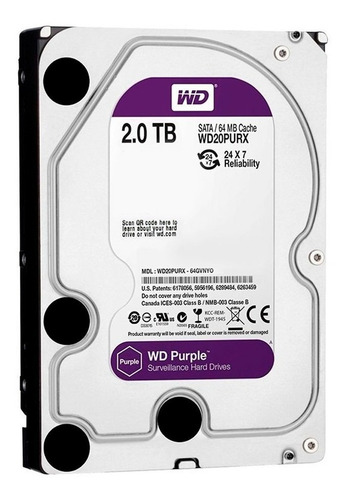 Imagen 1 de 8 de Disco Duro 2tb Purple Western Digital 3.5 Videoviglancia Dvr