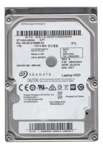 Disco rígido interno Seagate Laptop ST1000LM024 1TB
