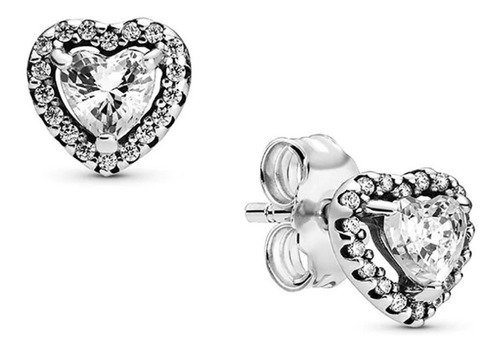 Pandora Aretes Corazón Elevado Original + Kit De Regalo