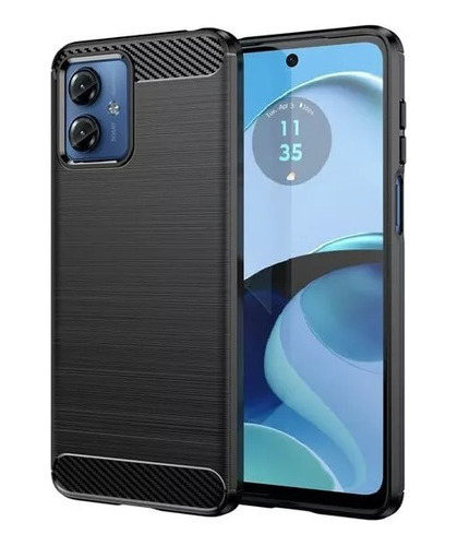 Funda Tpu Rugged Fibra Carbono Para Motorola G54 + Glass 9h