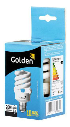 Kit 10 Lâmpadas Fluorescentes Golden 20w Branca 220v Espiral Luz Branco-frio