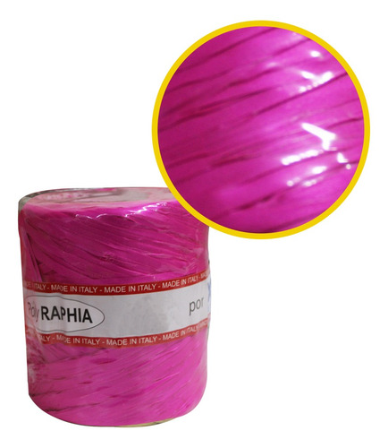 Fita Raphia Sintética Colorida Rolo Com 200mts Pink